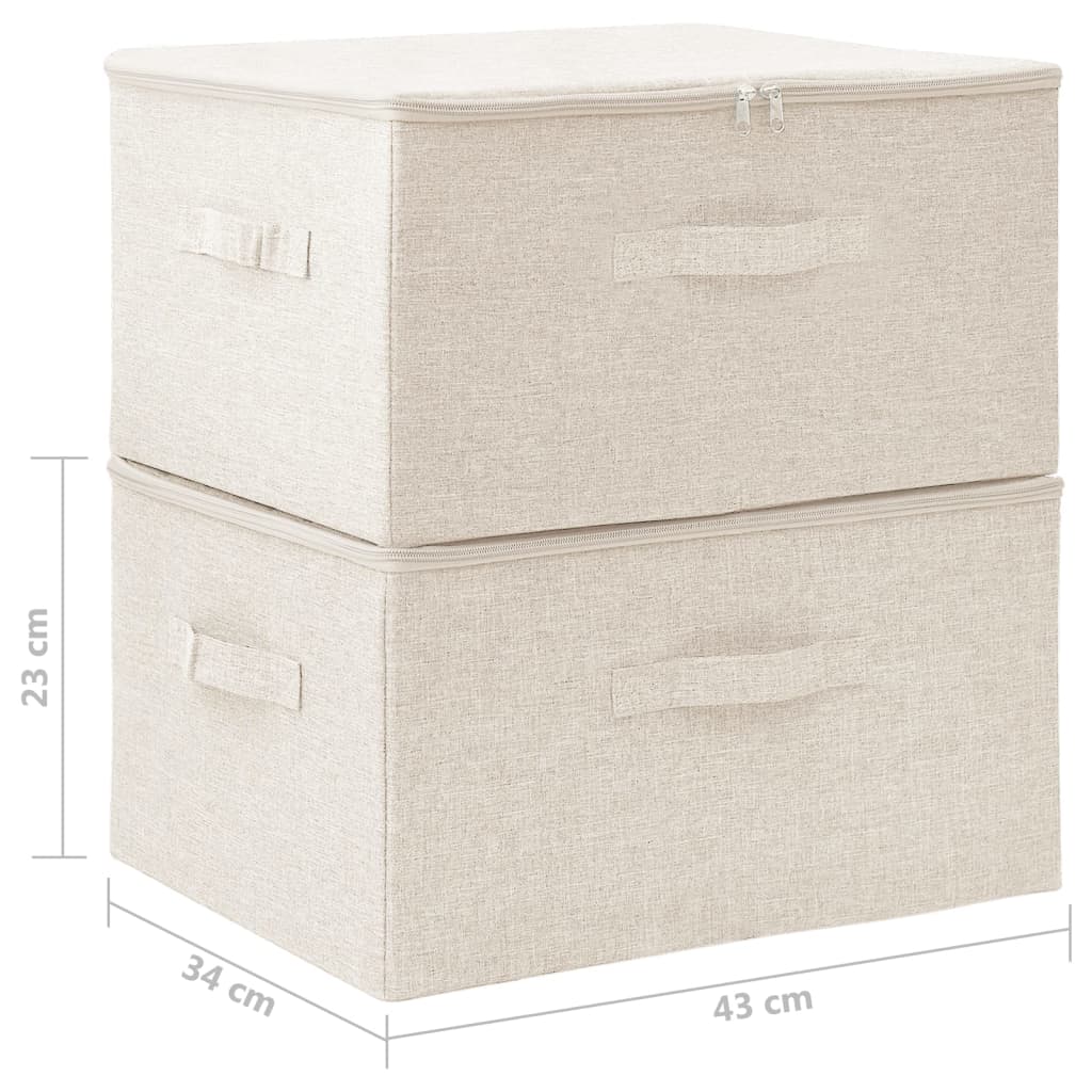vidaXL uzglabāšanas kastes, 2 gab., 43x34x23 cm, audums, krēmkrāsas