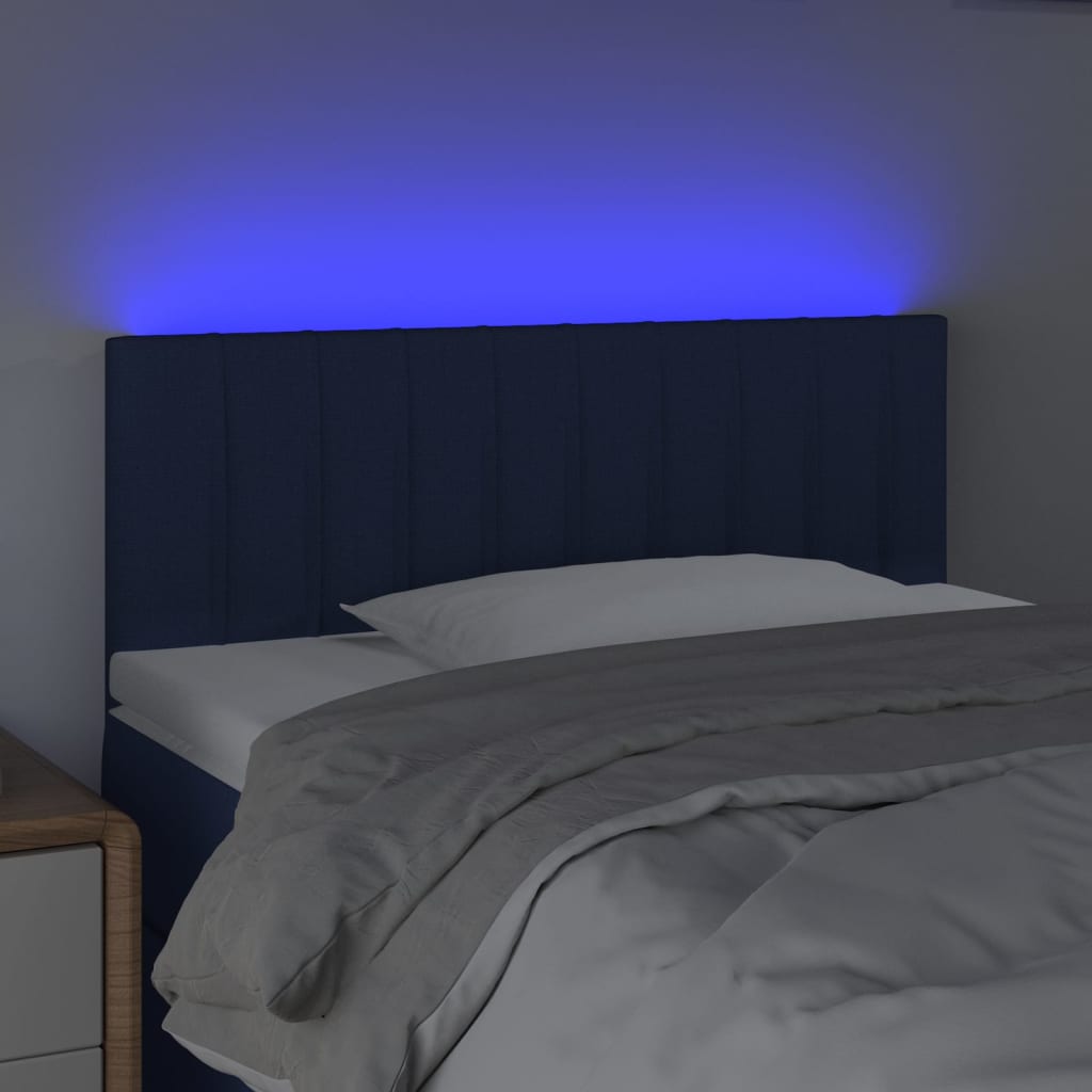 vidaXL gultas galvgalis ar LED, 80x5x78/88 cm, zils audums