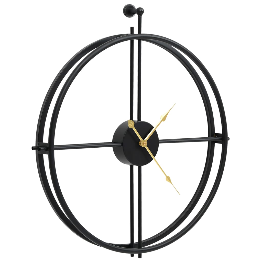 vidaXL sienas pulkstenis, melns, 52 cm, dzelzs
