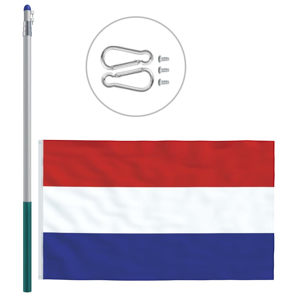 vidaXL Nīderlandes karogs un karoga masts, alumīnijs, 6 m