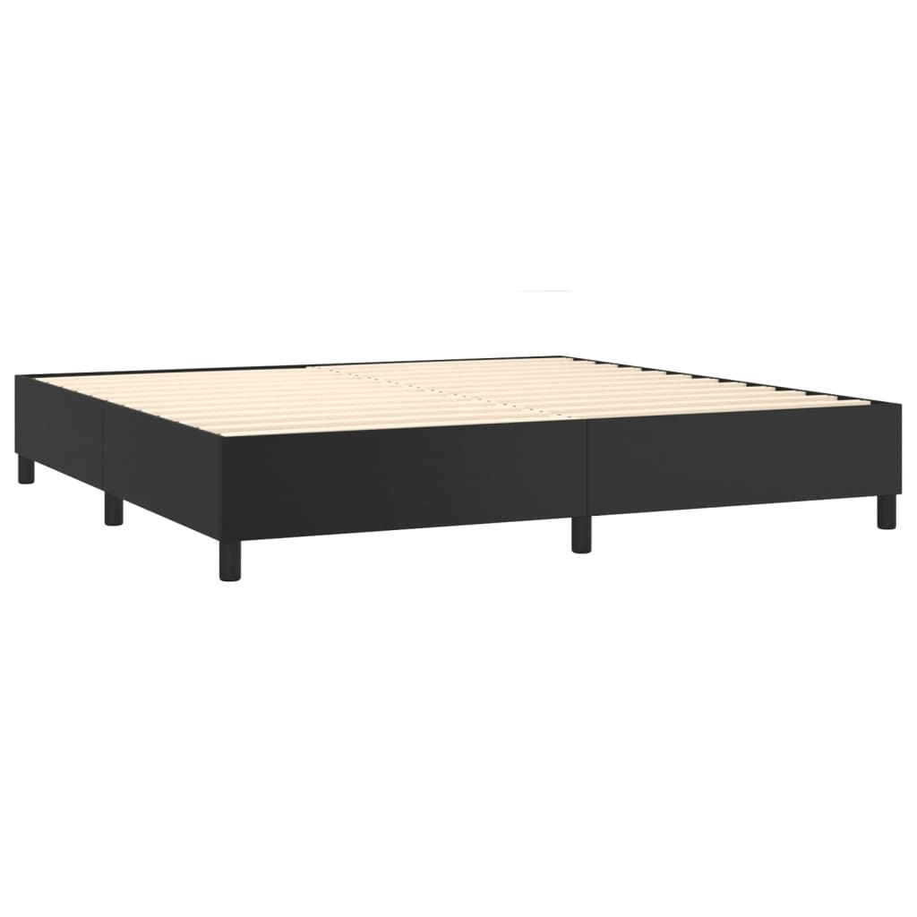 vidaXL atsperu gulta ar matraci, melna, 200x200 cm, mākslīgā āda