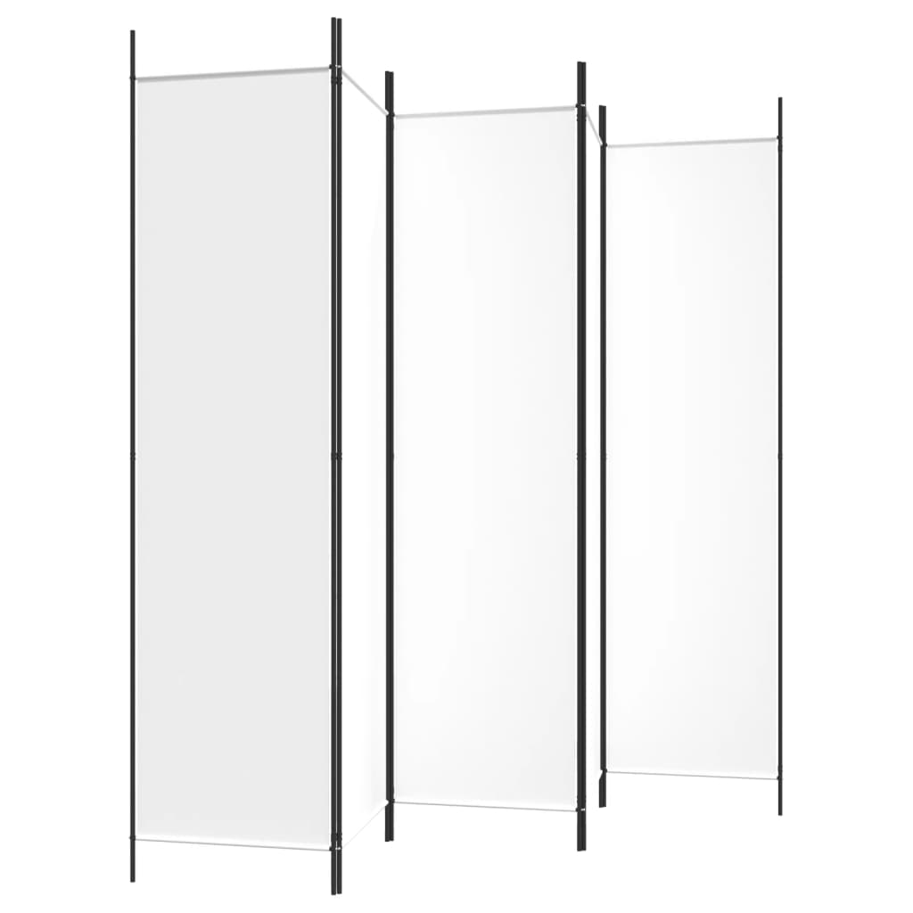 vidaXL 5-paneļu istabas aizslietnis, 250x200 cm, balts audums