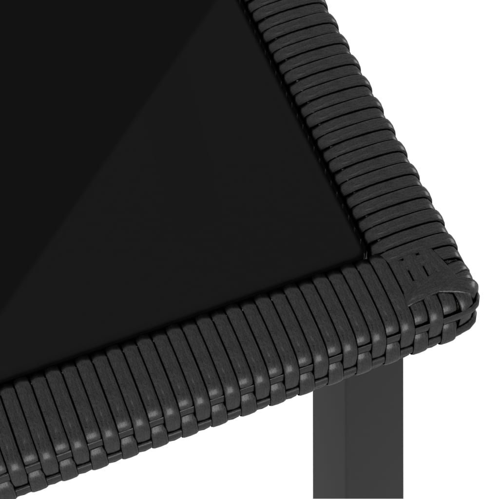 vidaXL dārza galds, 70x70x73 cm, melna PE rotangpalma