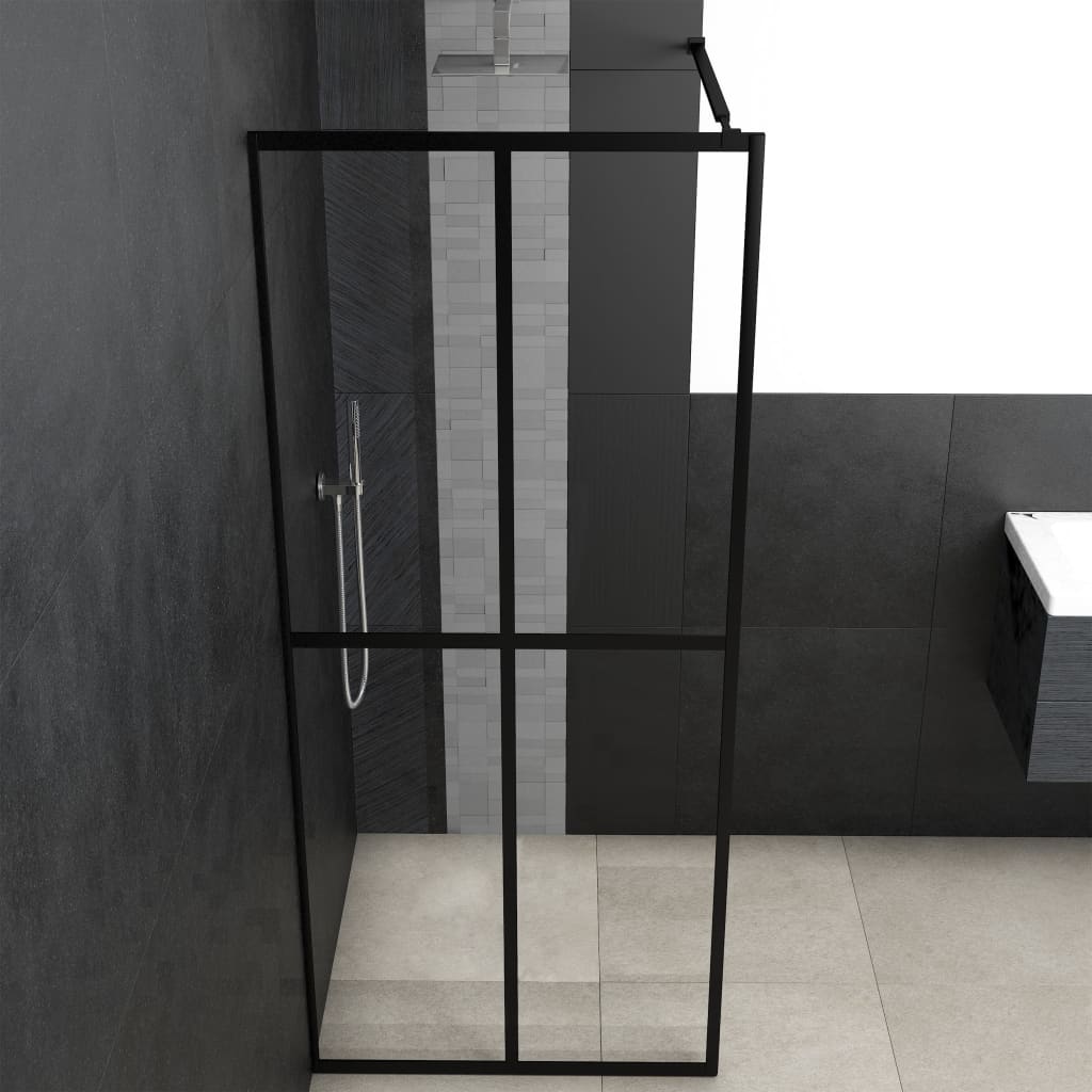 vidaXL dušas siena, caurspīdīgs rūdīts stikls, 118x190 cm