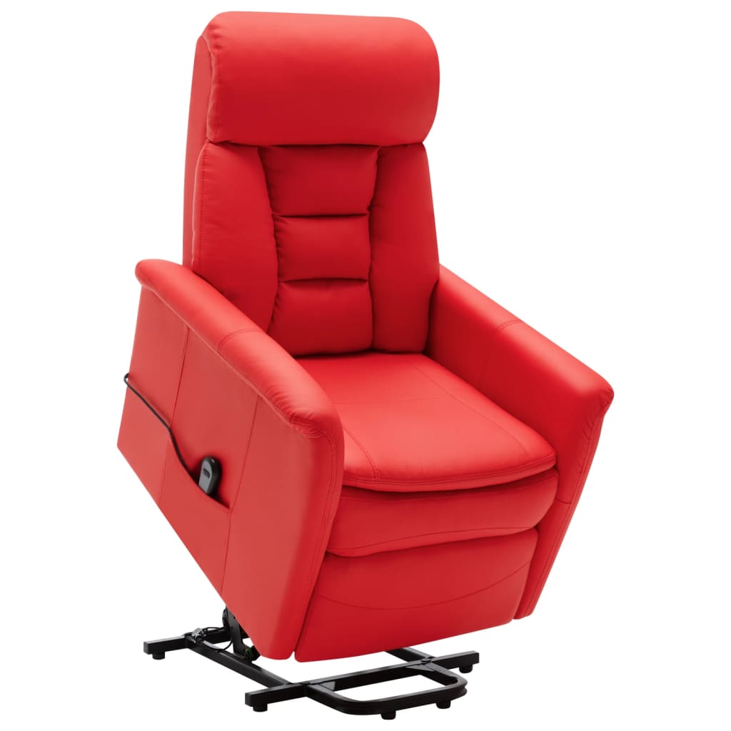 vidaXL atpūtas krēsls, paceļams, sarkana mākslīgā āda