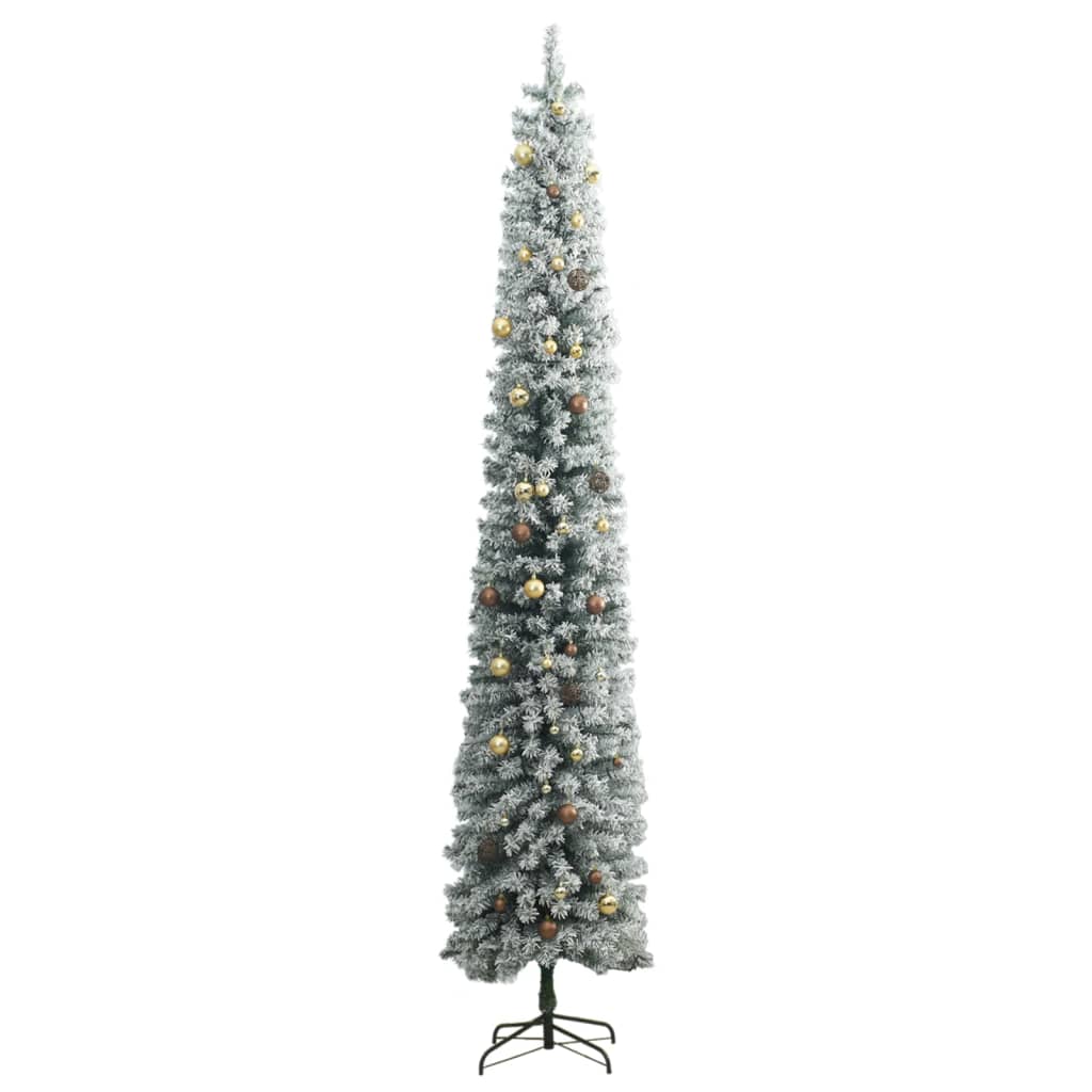 vidaXL mākslīgā Ziemassvētku egle, rotājumi, sniegs, 300 LED, 270 cm
