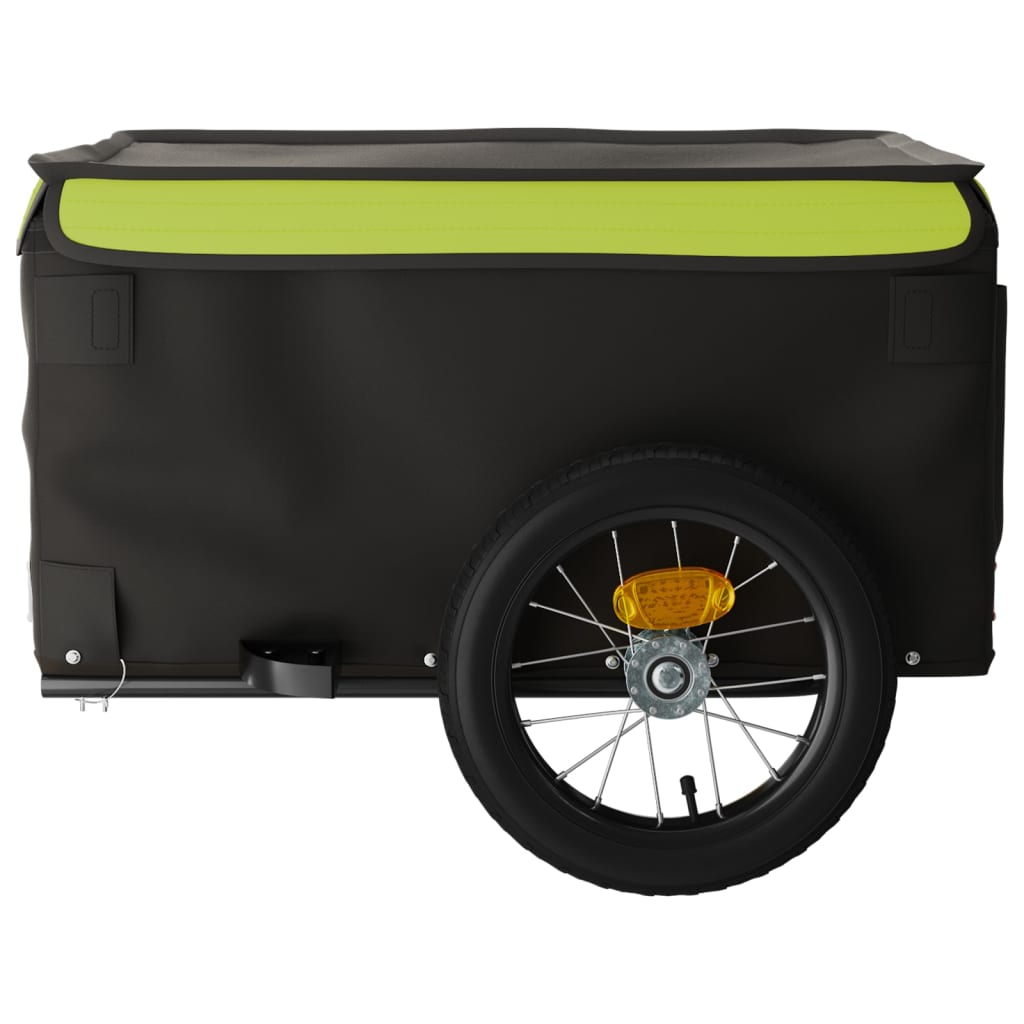 vidaXL velosipēda piekabe, 30 kg, melna un zaļa, dzelzs