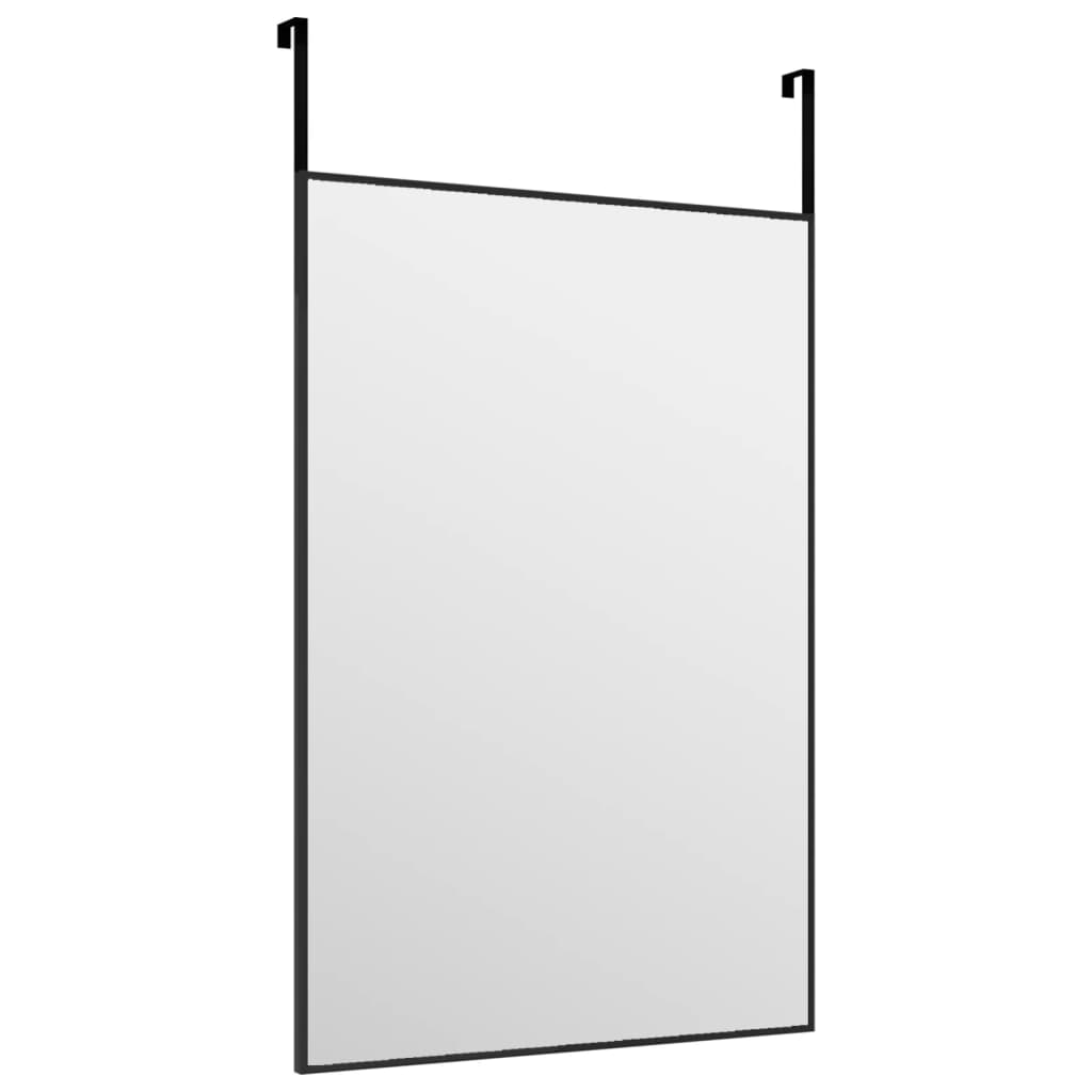 vidaXL durvju spogulis, melns, 40x60 cm, stikls un alumīnijs