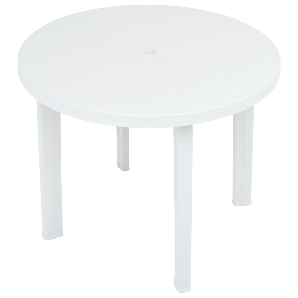 vidaXL dārza galds, balts, 89 cm, plastmasa