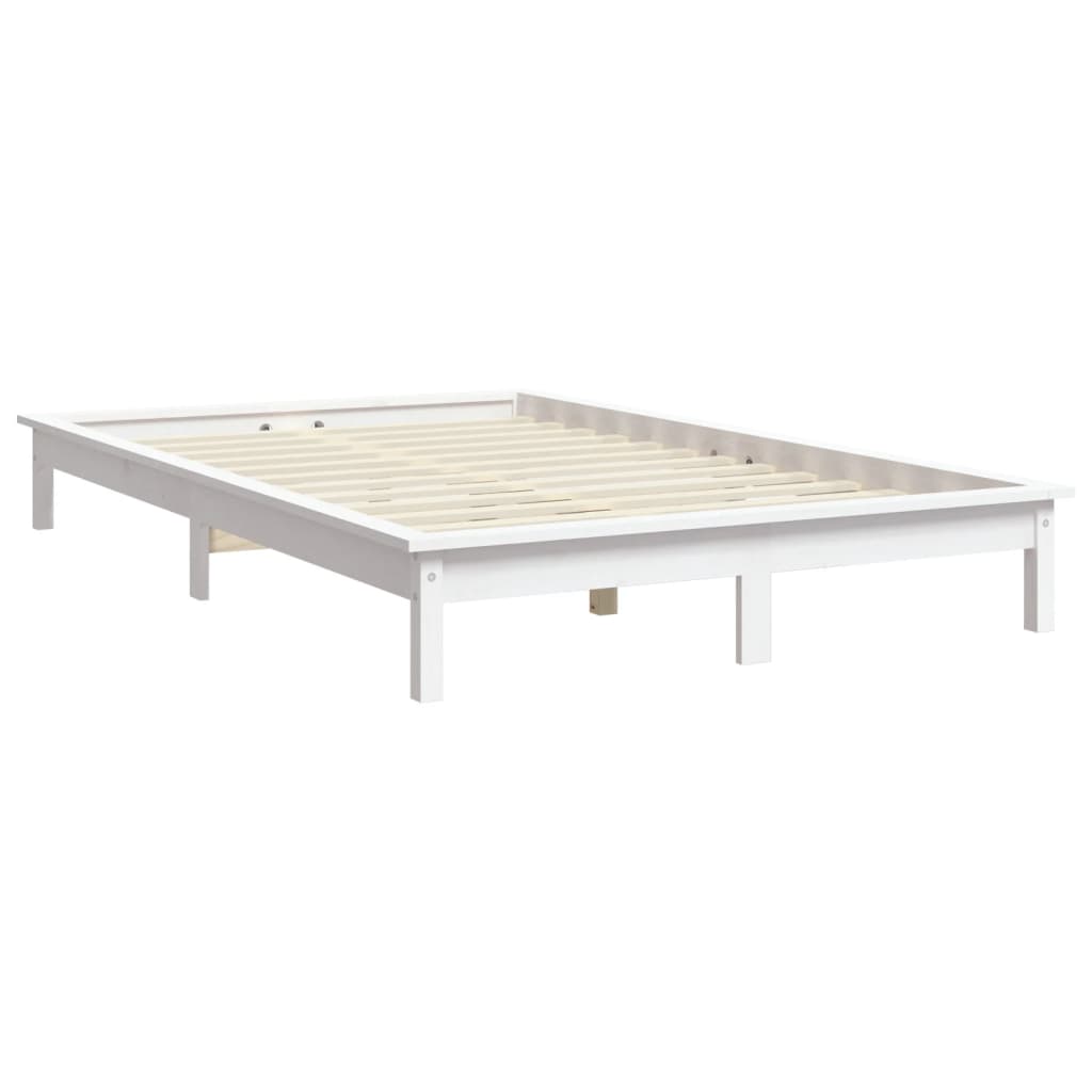 vidaXL gultas rāmis, balts, 160x200 cm, priedes masīvkoks