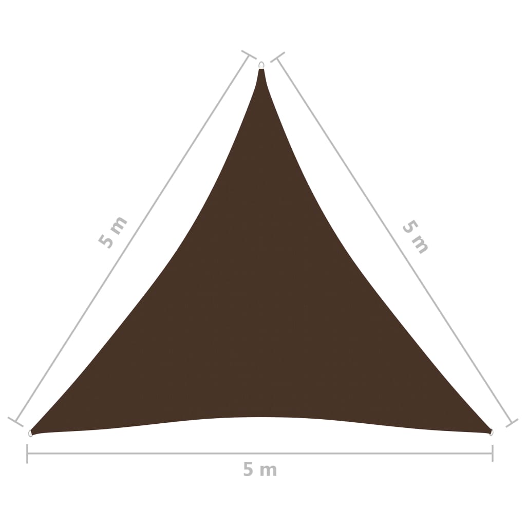 vidaXL saulessargs, 5x5x5 m, trijstūra, brūns oksforda audums