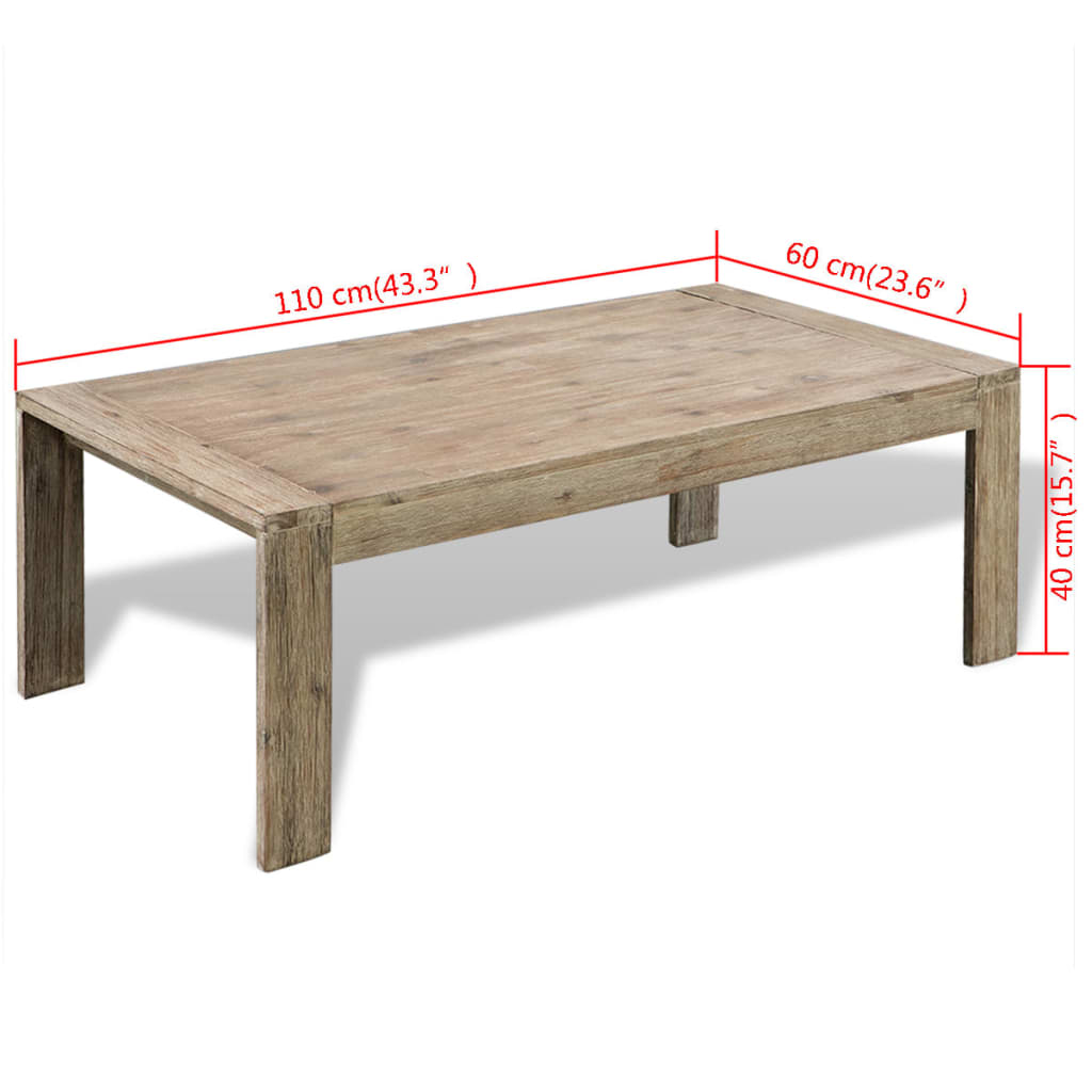 vidaXL kafijas galdiņš, 110x60x40 cm, matēts akācijas masīvkoks