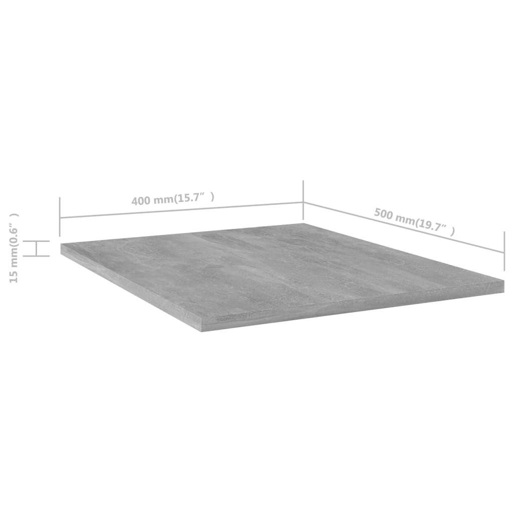 vidaXL plauktu dēļi, 4 gab., betonpelēki, 40x50x1,5 cm, skaidu plāksne