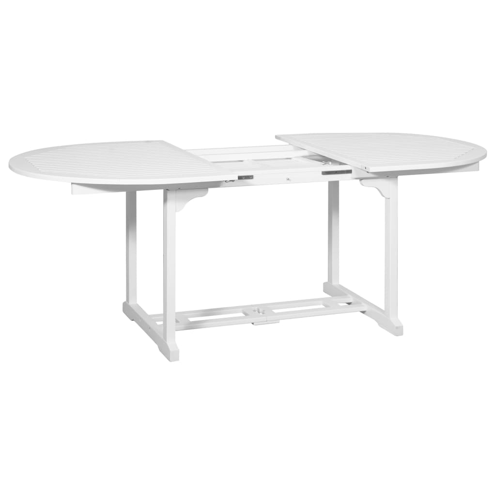vidaXL dārza galds, 200x100x74 cm, balts, akācijas masīvkoks
