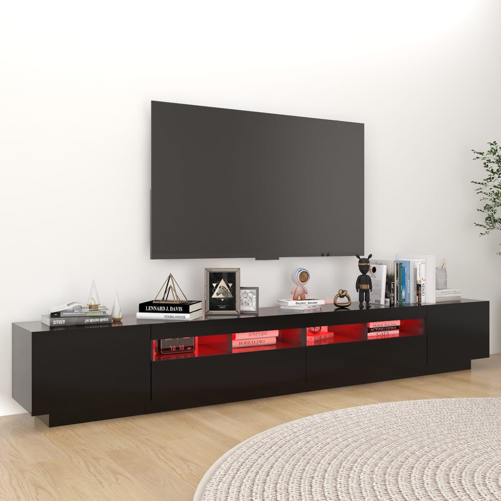vidaXL TV skapītis ar LED lampiņām, 260x35x40 cm, melns