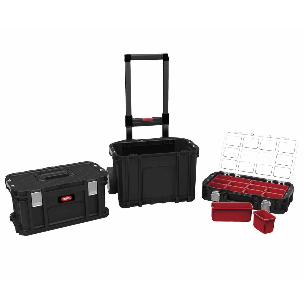 427267 Keter Tool Storage Box with "Connect Trolley and Rolling Systems" Black