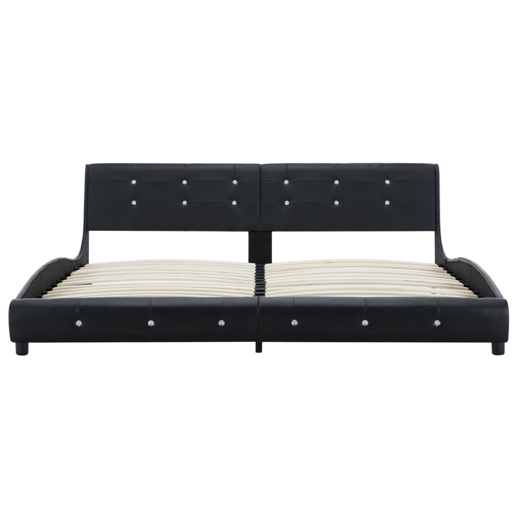 vidaXL gulta ar atmiņas efekta matraci, melna mākslīgā āda, 180x200 cm