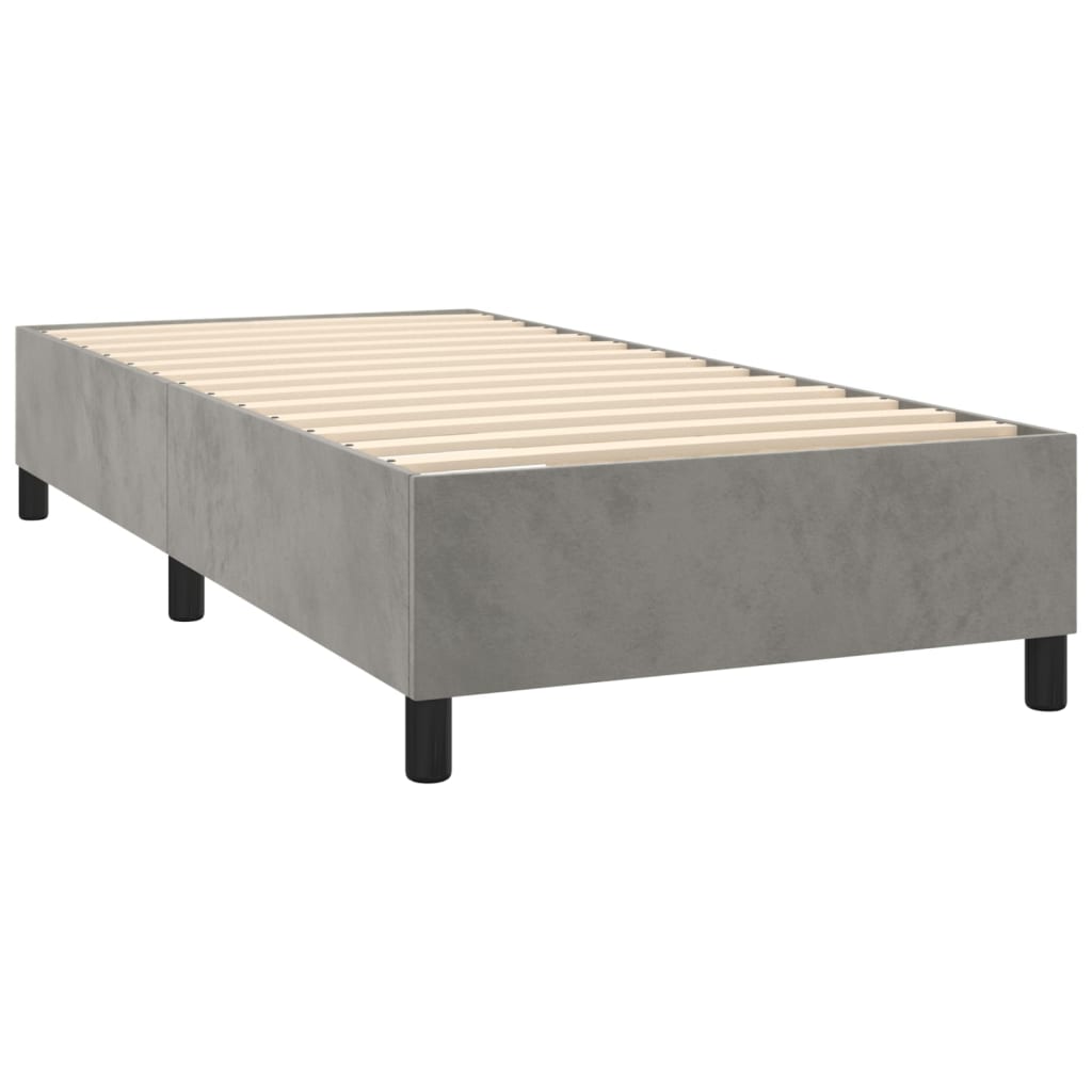 vidaXL atsperu gulta ar matraci, LED, gaiši pelēks samts, 80x200 cm