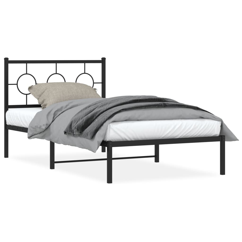 vidaXL gultas rāmis ar galvgali, melns metāls, 100x200 cm