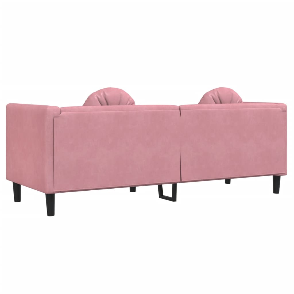 vidaXL trīsvietīgs dīvāns ar matračiem, rozā samts