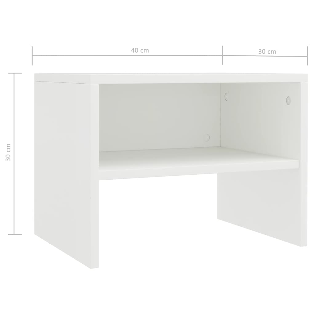 vidaXL naktsskapītis, 40x30x30 cm, balts, skaidu plāksne
