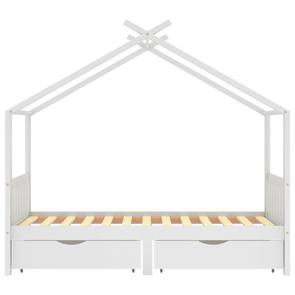 vidaXL bērnu gultas rāmis ar atvilktnēm, priedes masīvkoks, 90x200 cm