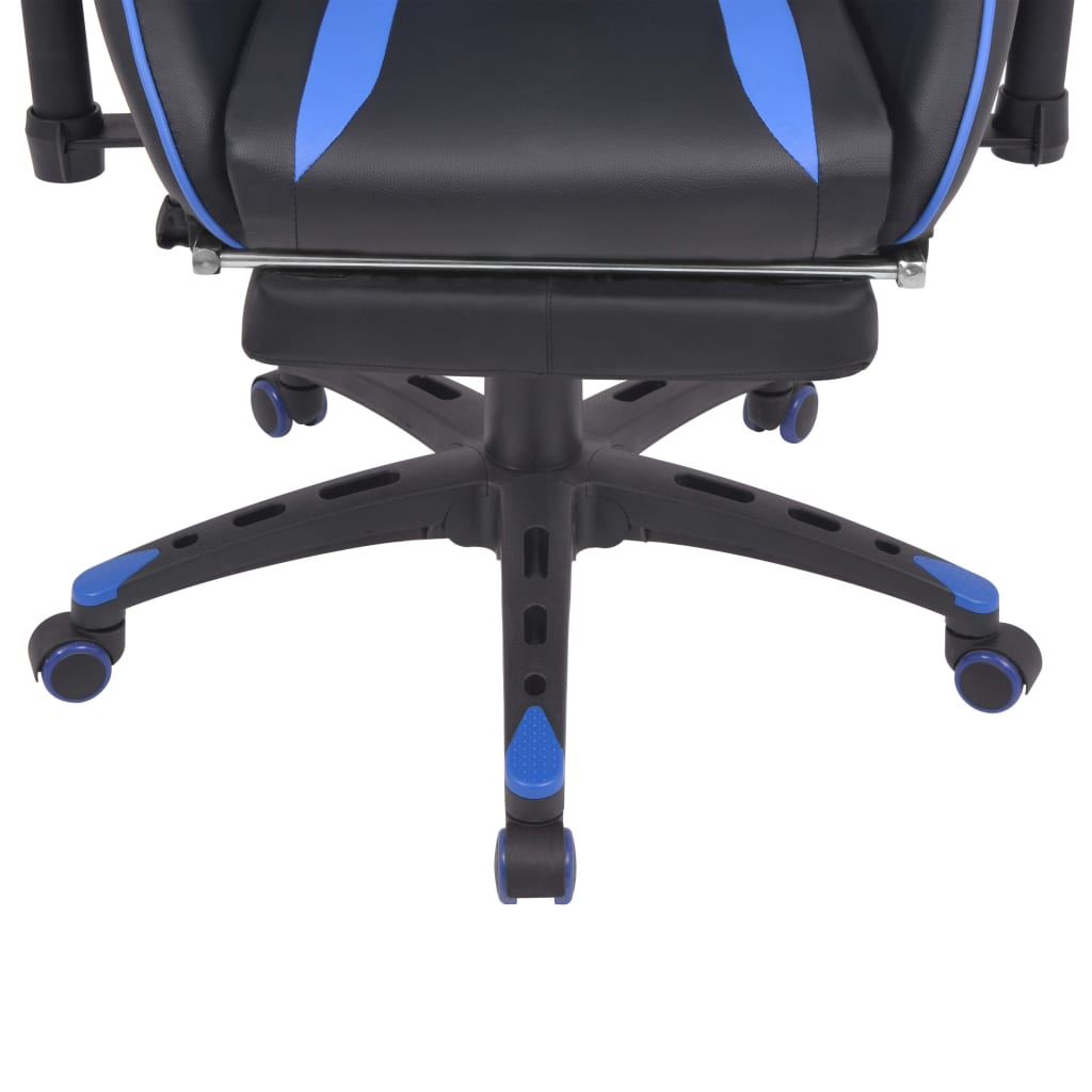 vidaXL atgāžams biroja krēsls ar kāju balstu, melns ar zilu