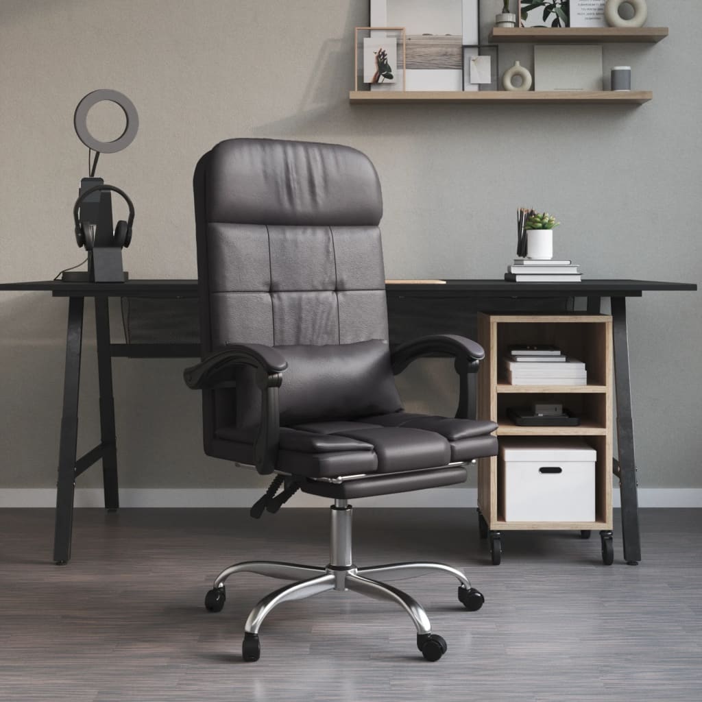 vidaXL biroja masāžas krēsls, pelēka mākslīgā āda