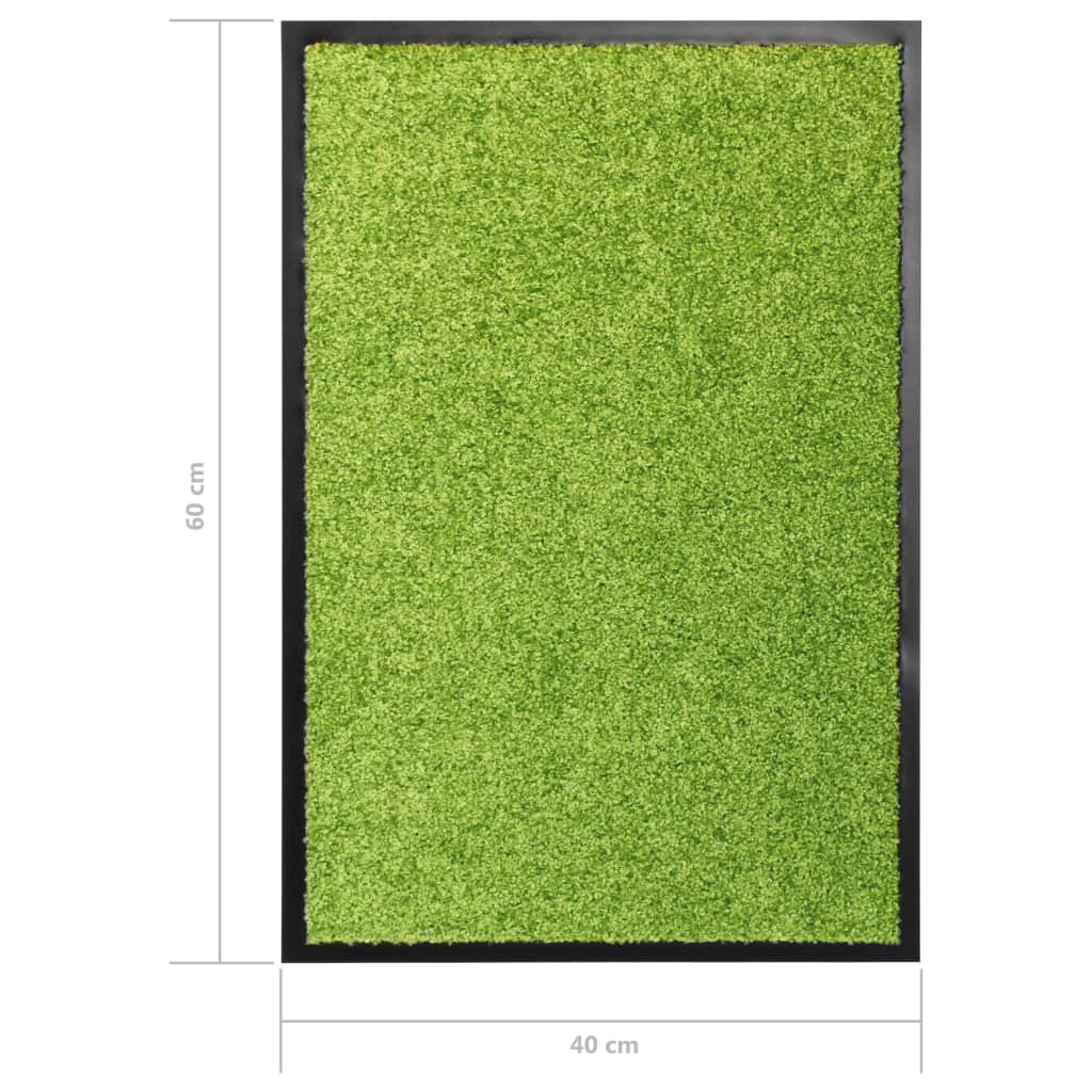 vidaXL durvju paklājs, mazgājams, zaļš, 40x60 cm
