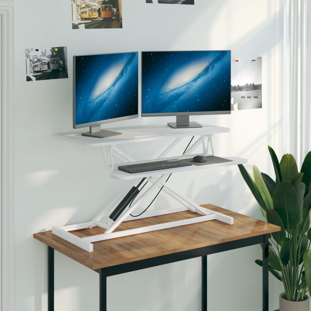 vidaXL datora galds, regulējams, 90x40x(13-50) cm, tērauds un koks
