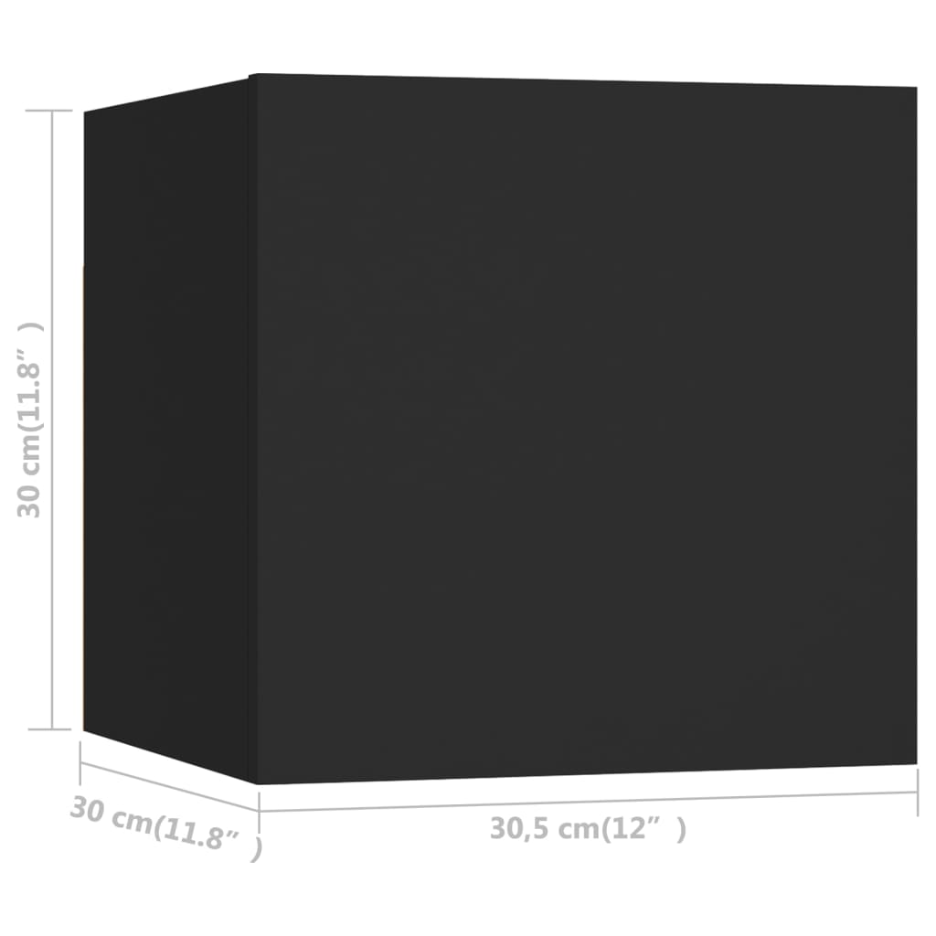 vidaXL sienas TV skapīši 4 gab., melni, 30,5x30x30 cm
