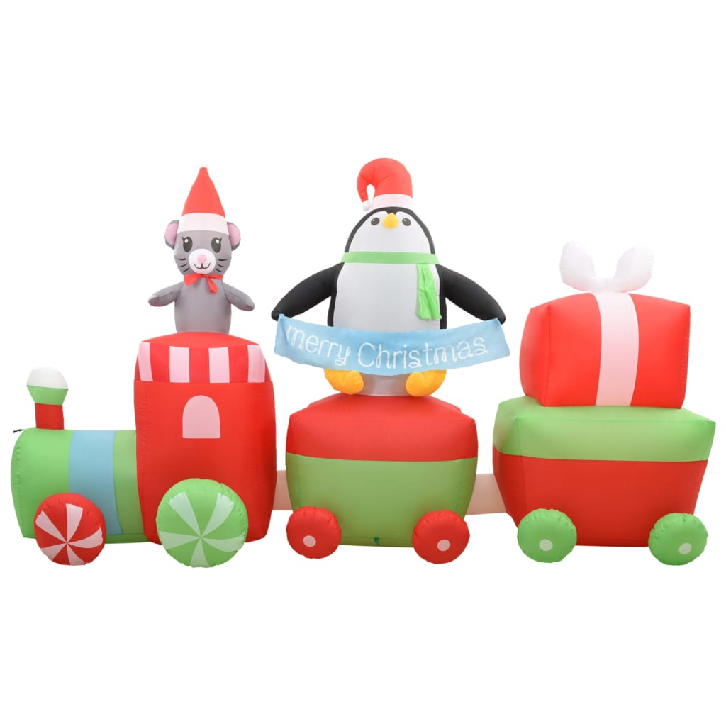vidaXL piepūšams vilciens ar pingvīnu un peli, LED, IP44, 350 cm