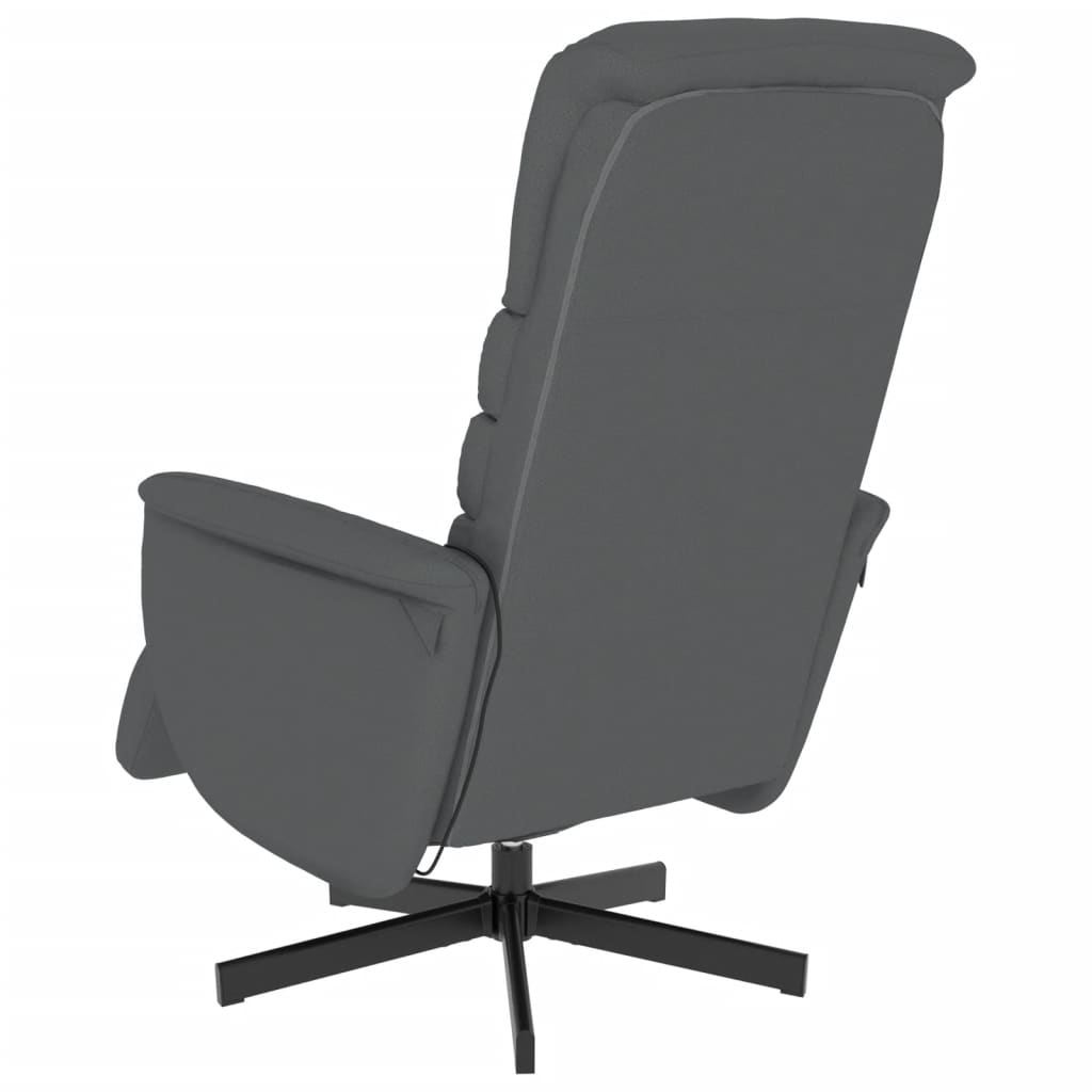 vidaXL masāžas krēsls ar kāju balstu, atgāžams, pelēka mākslīgā āda