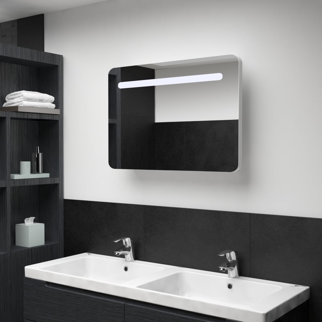 vidaXL vannasistabas skapītis ar spoguli un LED, 80x9,5x55 cm