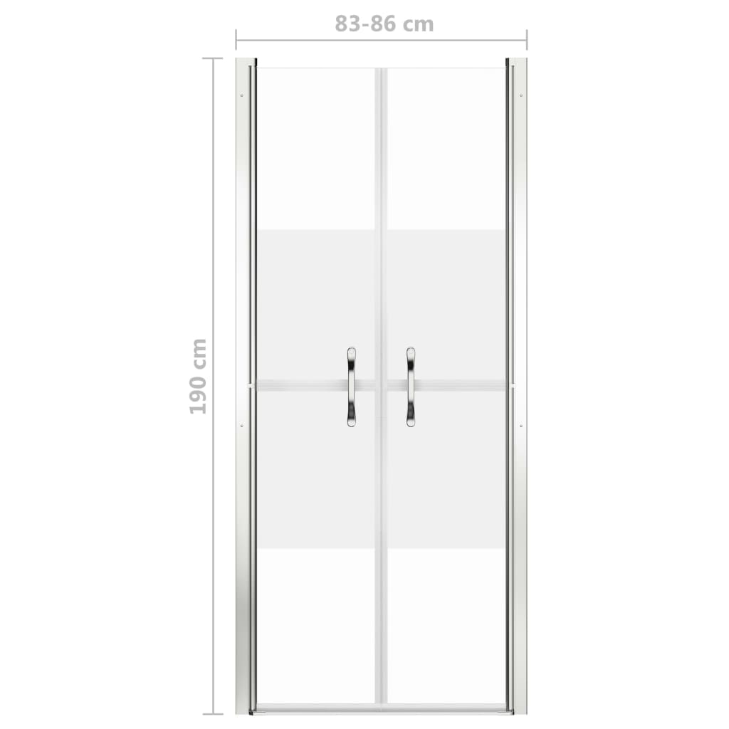 vidaXL dušas durvis, 86x190 cm, ESG, pusmatētas