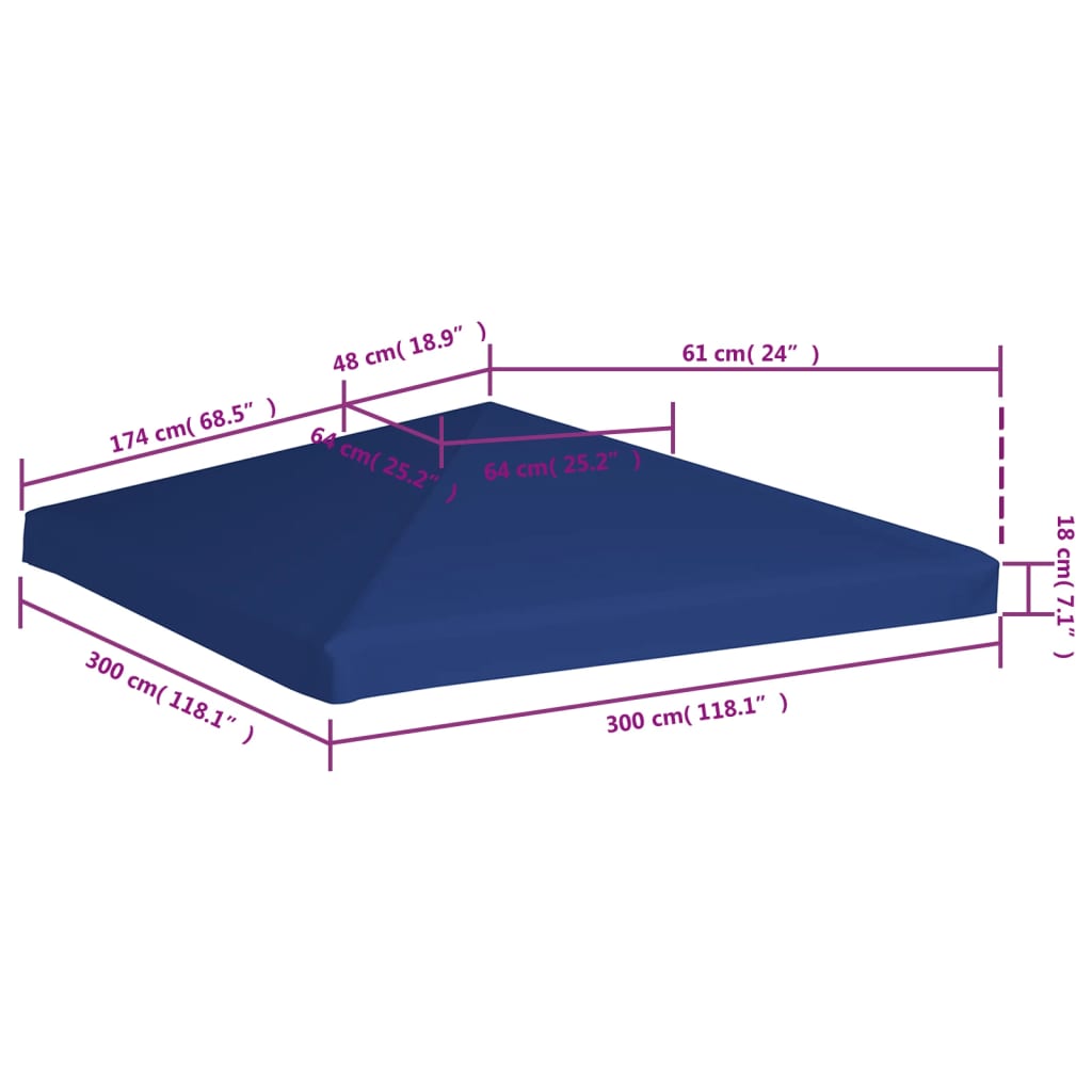 vidaXL nojumes jumta pārsegs, 310 g/m², 3x3 m, zils