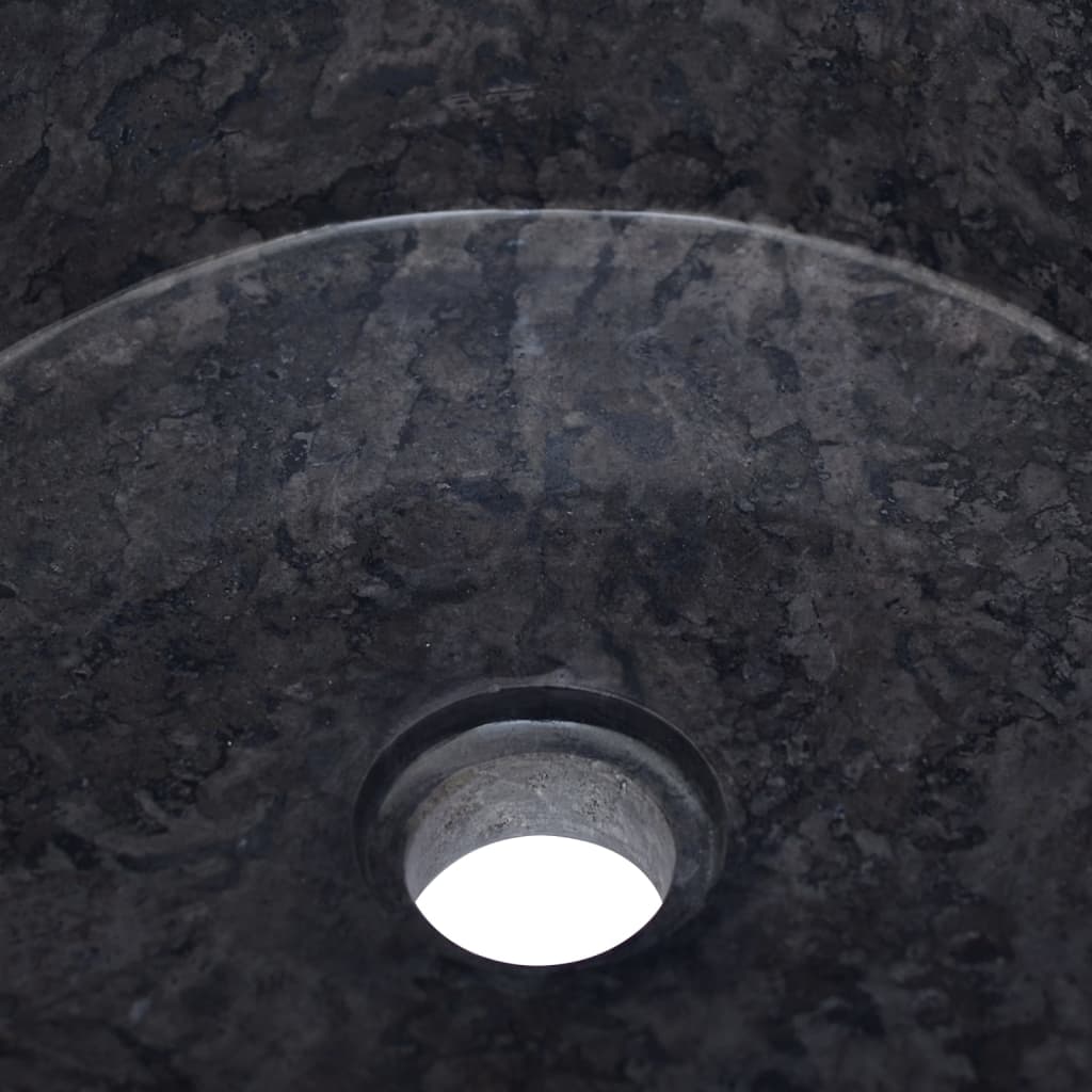 vidaXL izlietne, Ø40x15 cm, melns marmors