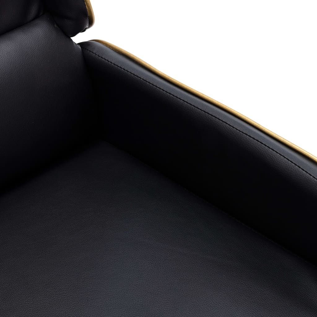 vidaXL masāžas krēsls, atgāžams, melns ar zelta krāsu, mākslīgā āda