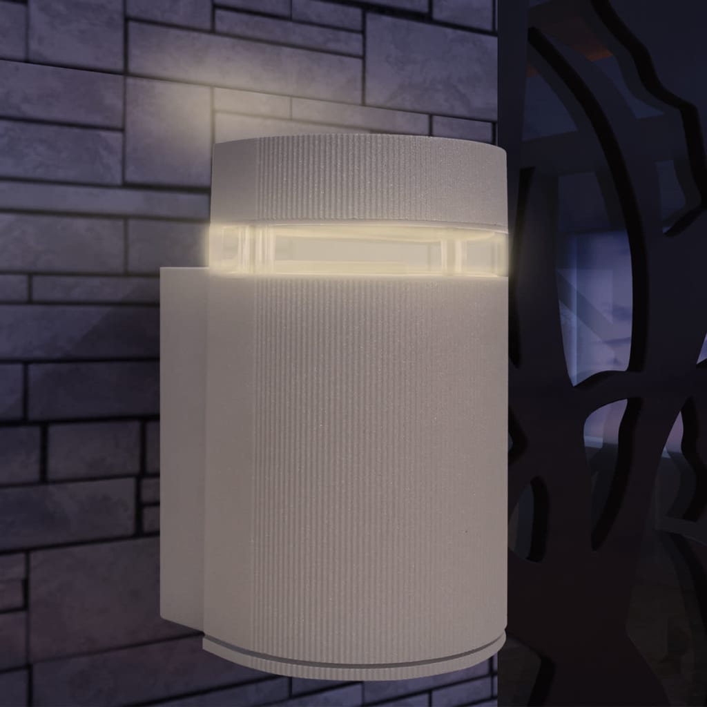 vidaXL āra puscilindriska sienas lampa, pelēka, alumīnijs