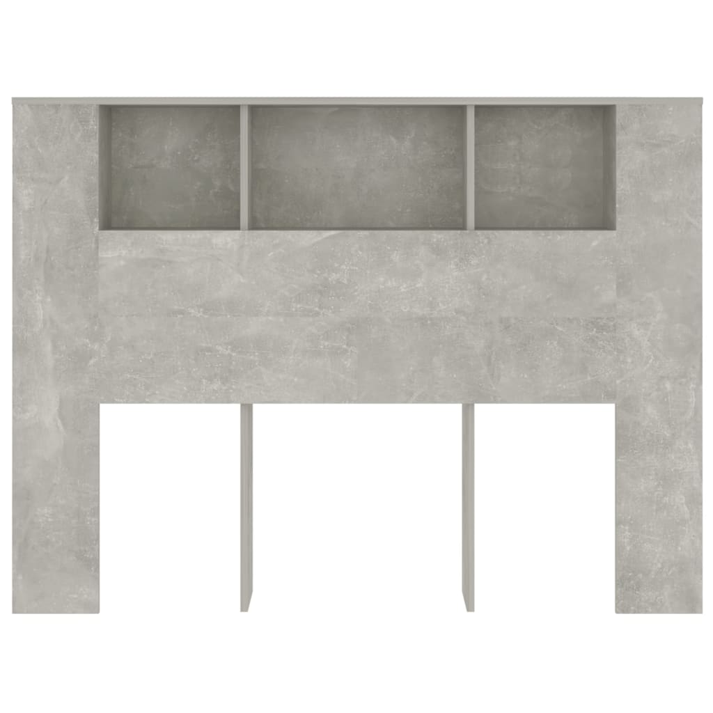 vidaXL gultas galvgalis ar plauktu, betona pelēks, 140x18,5x104,5 cm