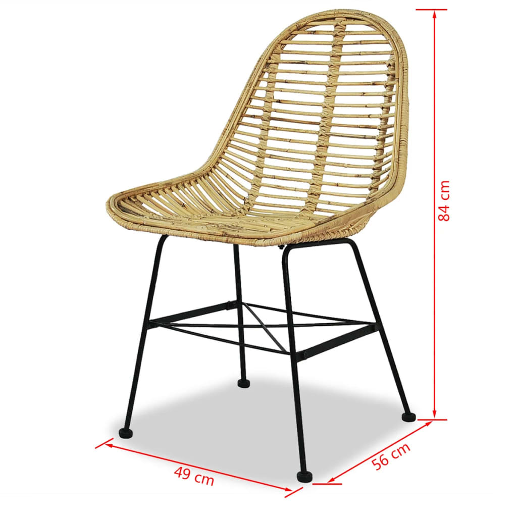 vidaXL virtuves krēsli, 2 gab., dabīga rotangpalma