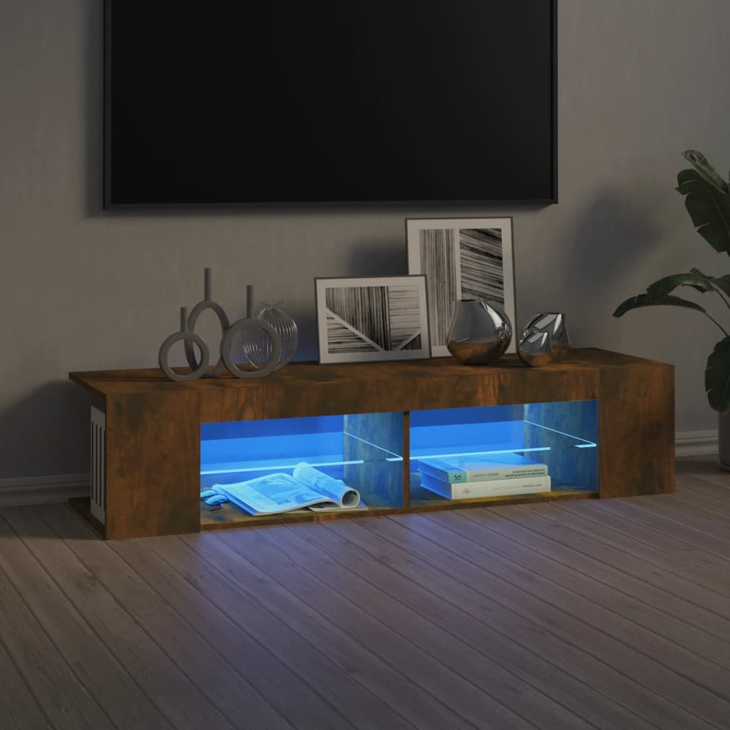 vidaXL TV galdiņš ar LED lampiņām, ozolkoka krāsa, 135x39x30 cm