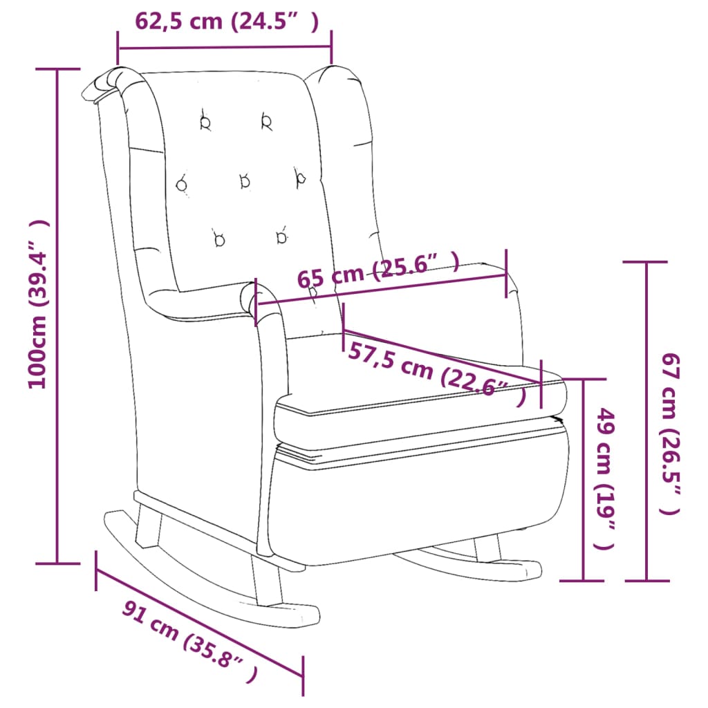 vidaXL šūpuļkrēsls ar masīva gumijkoka kājām, tumši pelēks audums