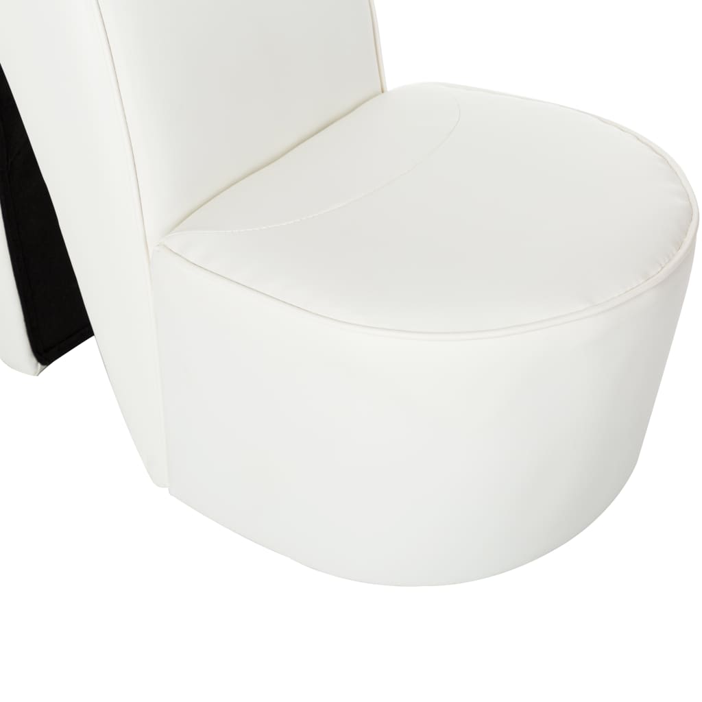 vidaXL krēsls, augstpapēžu kurpes dizains, balta mākslīgā āda