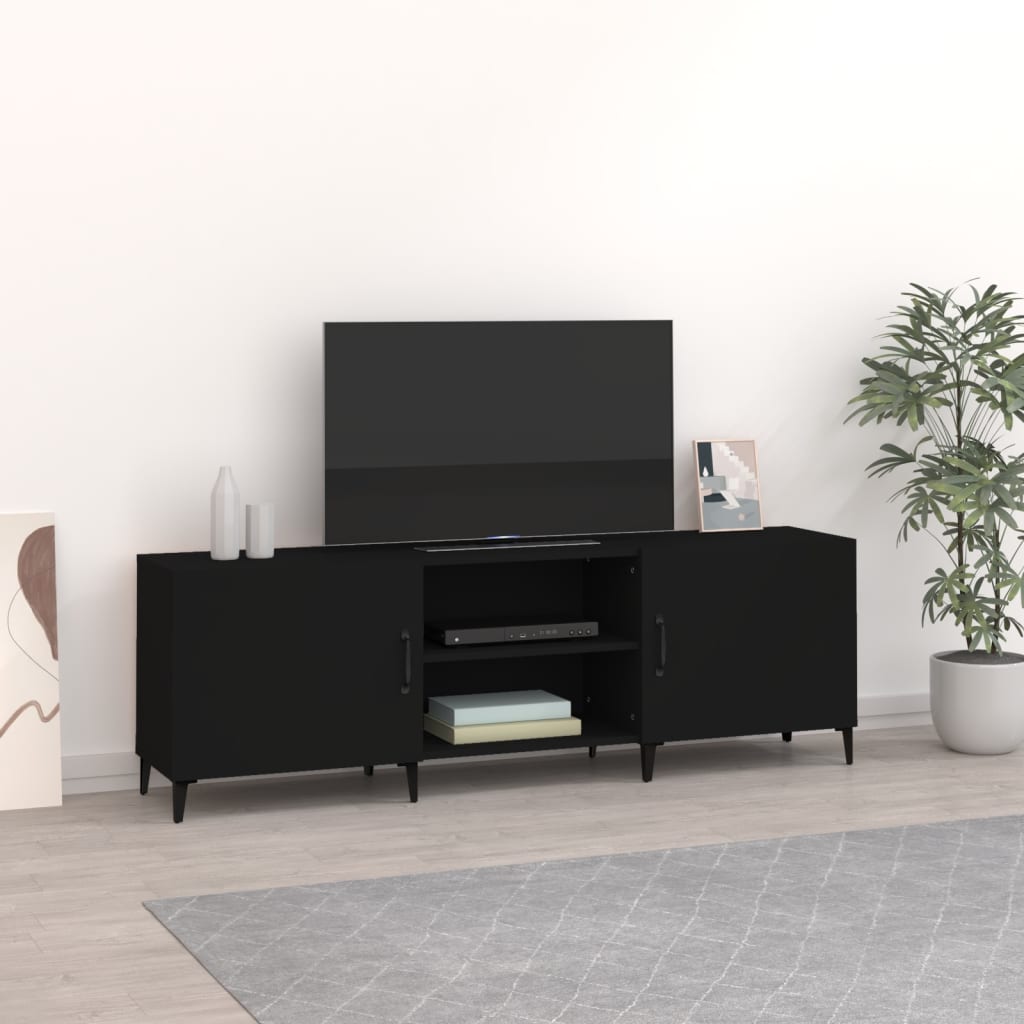 vidaXL TV skapītis, melns, 150x30x50 cm, inženierijas koks