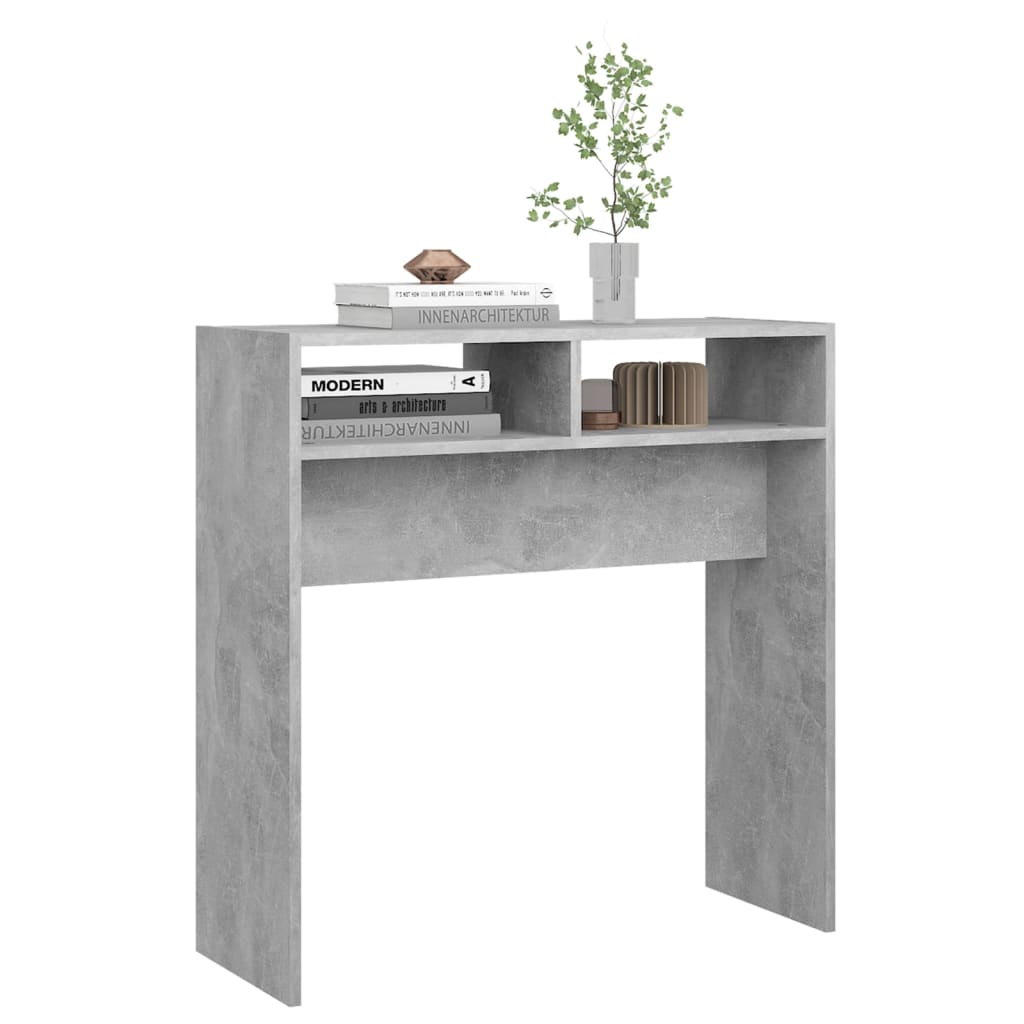 vidaXL konsoles galds, betona pelēks, 78x30x80 cm, skaidu plāksne