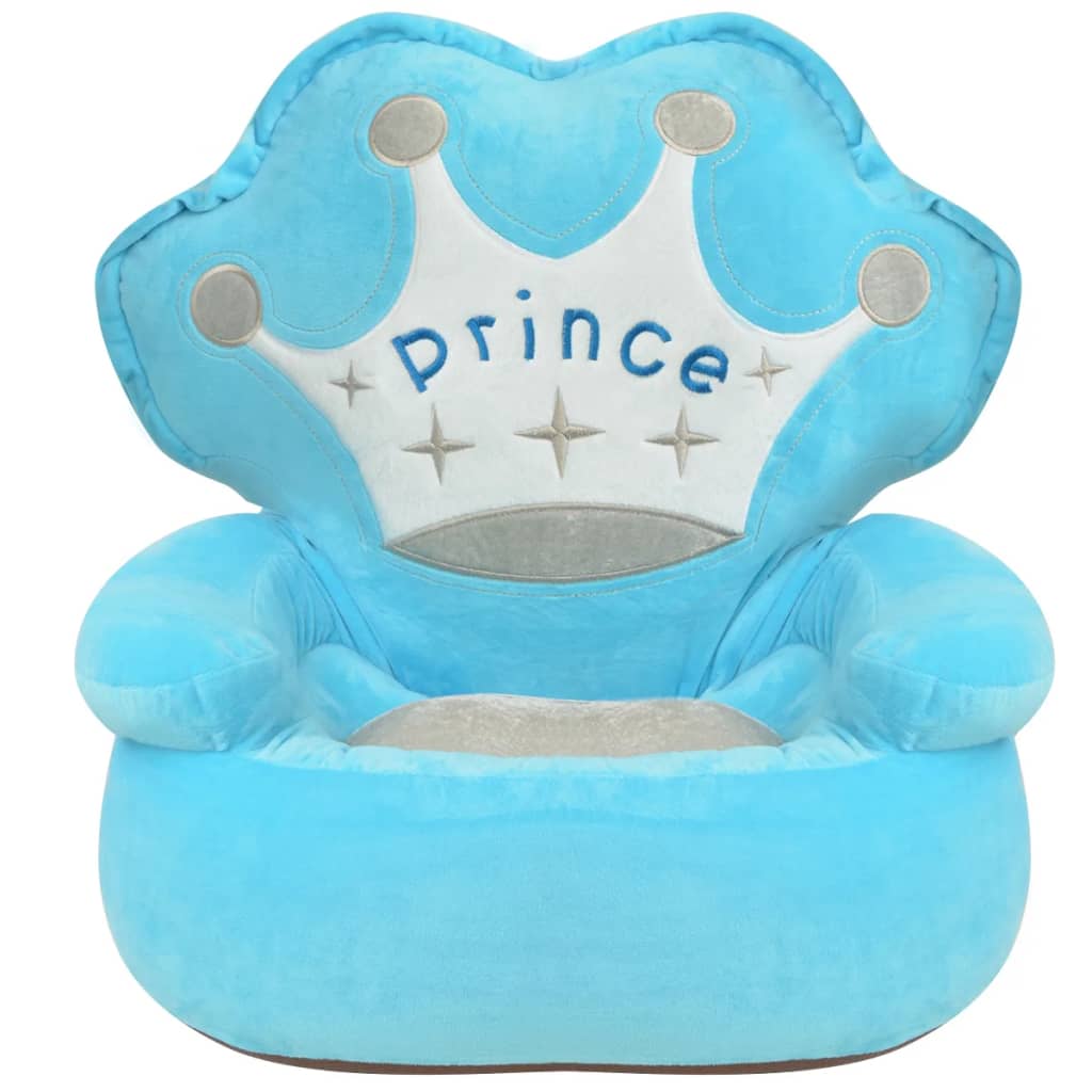 vidaXL bērnu atpūtas krēsls, prinča tēma, zils plīšs