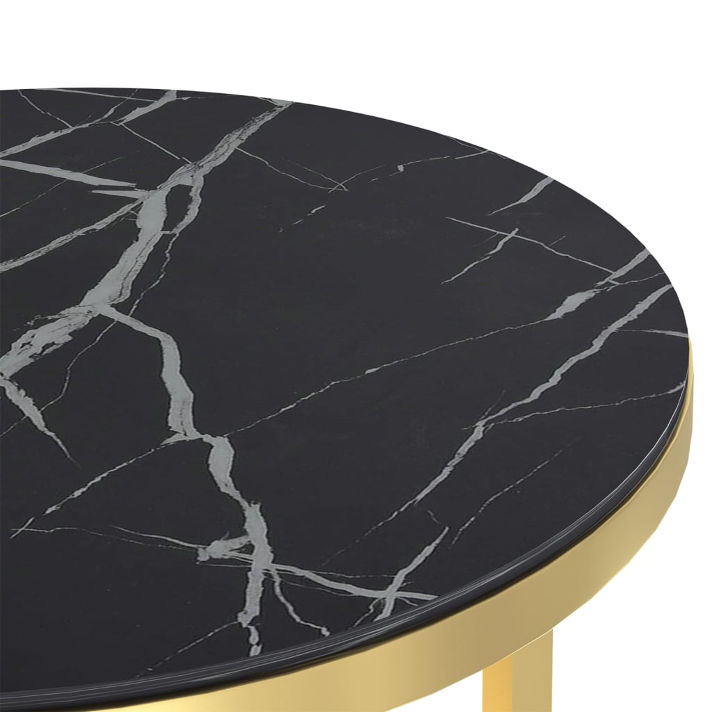vidaXL galdiņš, melna marmora un zelta krāsa, rūdīts stikls, 45 cm