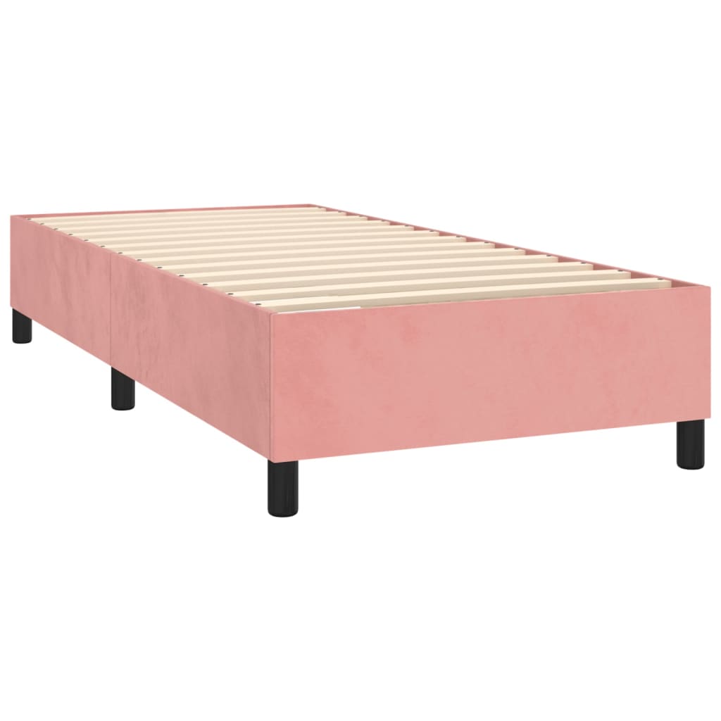 vidaXL atsperu gulta ar matraci, LED, rozā samts, 80x200 cm