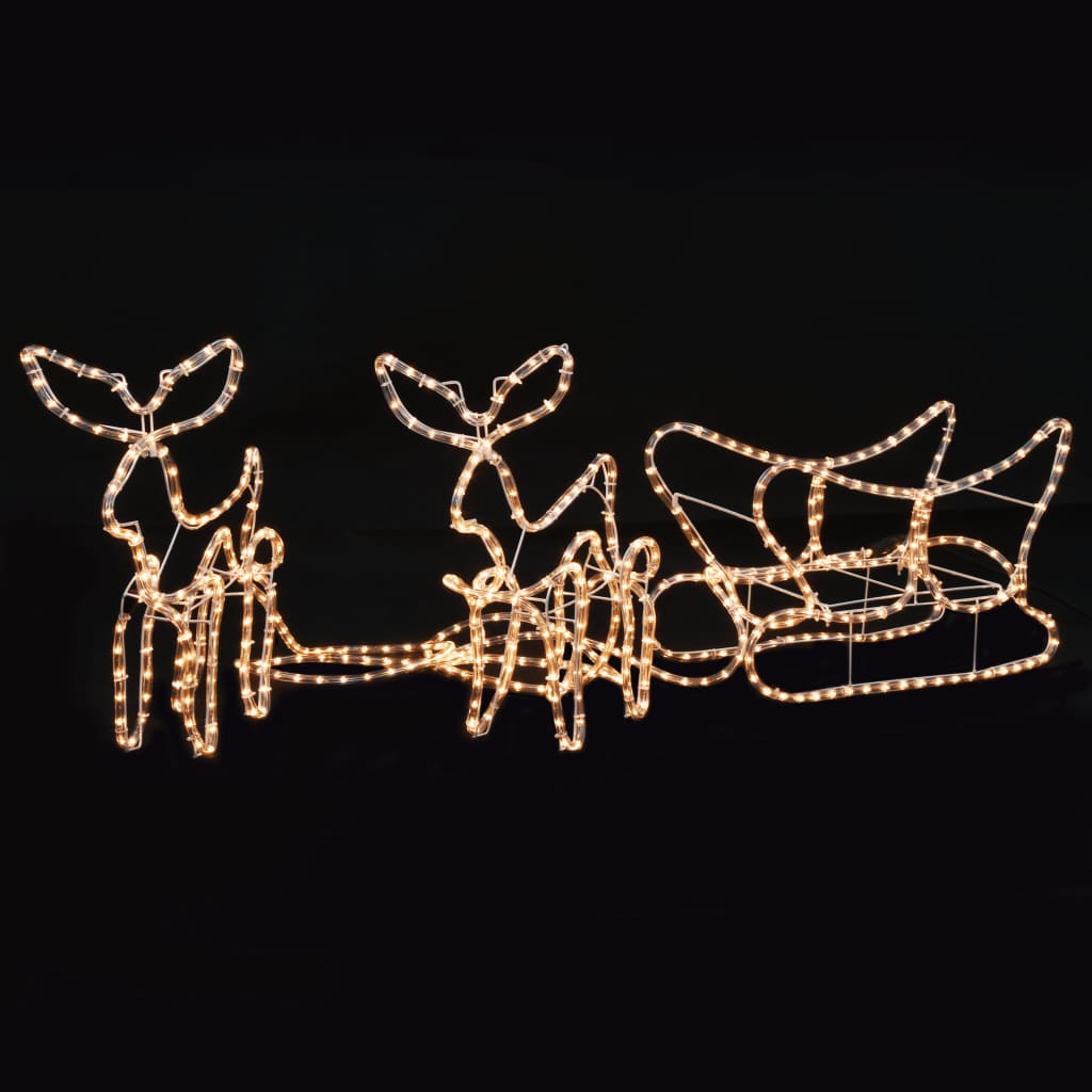 vidaXL Ziemassvētku dekors ar lampiņām, 300x24x47cm, 2 brieži, kamanas